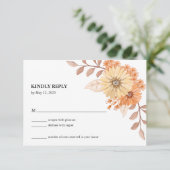 Cream Apricot Floral Wedding RSVP Card Kaartje (Staand voorkant)