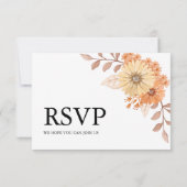 Cream Apricot Floral Wedding RSVP Card Kaartje (Achterkant)