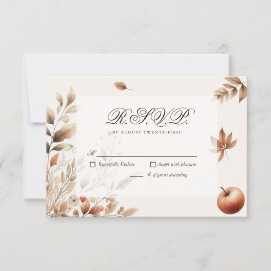 Cream Autumn Harvest Wedding RSVP Botanische react (Voorkant)
