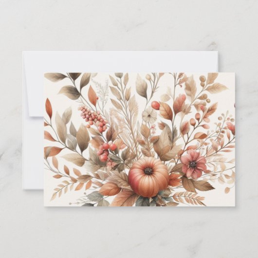 Cream Autumn Harvest Wedding RSVP Botanische react (Achterkant)