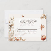 Cream Autumn Harvest Wedding RSVP Botanische react Kaartje (Voorkant)