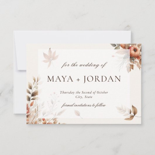 Cream Autumn Pumpkin Harvest Save the Date (Voorkant)