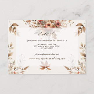 Cream Autumn Wedding Details Behuizing Kaart