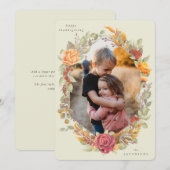 Cream Autumnal Florals Thanksgiving Fotokaart Feestdagenkaart (Voorkant / Achterkant)
