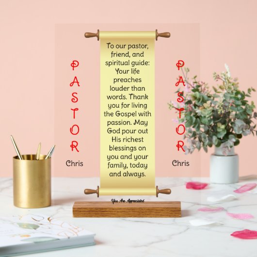 Cream Banner Pastor Appreciation Acryl Teken Acryl Bord (Huwelijk)