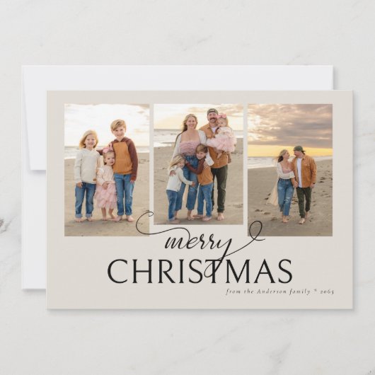 Cream Beach Collage Foto Kerst Kaart (Voorkant)