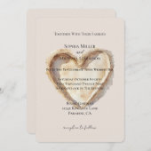 Cream Beach Heart in het zand bruiloft Kaart (Voorkant / Achterkant)