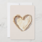 Cream Beach Heart in het zand bruiloft Kaart (Achterkant)