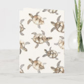 Cream Beach Sea Turtles Birthday Kaart (Achterkant)