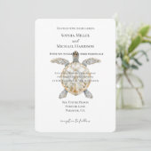 Cream Beach Sea Turtles Bruiloft Kaart (Staand voorkant)