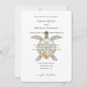 Cream Beach Sea Turtles Bruiloft Kaart (Voorkant)