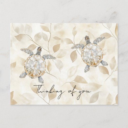 Cream Beach Sea Turtles Thinking of you Briefkaart (Voorkant)