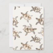Cream Beach Sea Turtles Wedding Kaart (Achterkant)