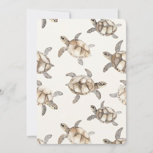 Cream Beach Sea Turtles Wedding Kaart (Achterkant)