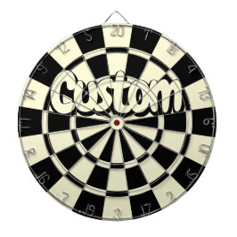 Cream Beige And Black Customizable Text Dartbord