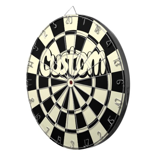 Cream Beige And Black Customizable Text Dartbord (Voorkant Rechts)