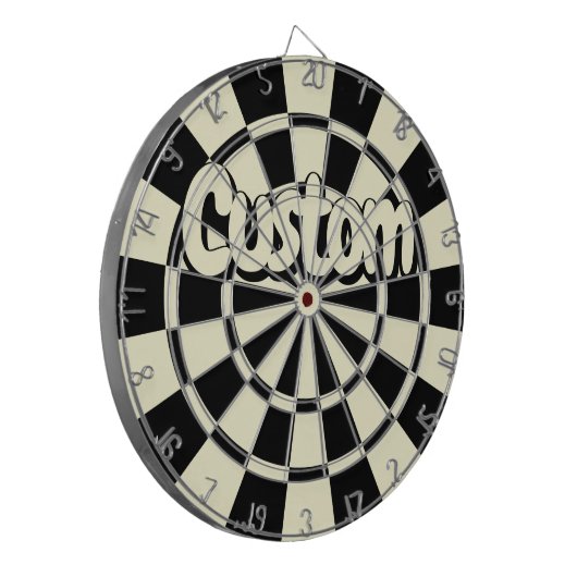 Cream Beige And Black Customizable Text Dartbord (Voorkant Links)