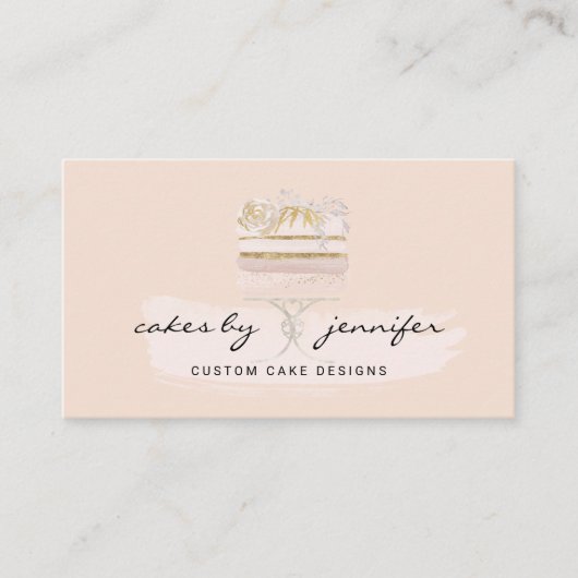 Cream Beige Baker Pastry Birthday Cake Visitekaartje (Voorkant)