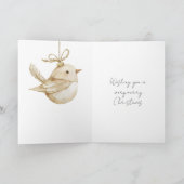 Cream Beige Bird Christmas Kaart (Binnen)