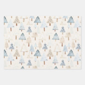 Cream Beige Blue Christmas Trees Inpakpapier Vel (Voorkant)