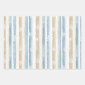 Cream Beige Blue Christmas Trees Winter   Inpakpapier Vel (Voorkant 2)