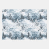 Cream Beige Blue Christmas Trees Winter Snow Inpakpapier Vel (Voorkant 3)