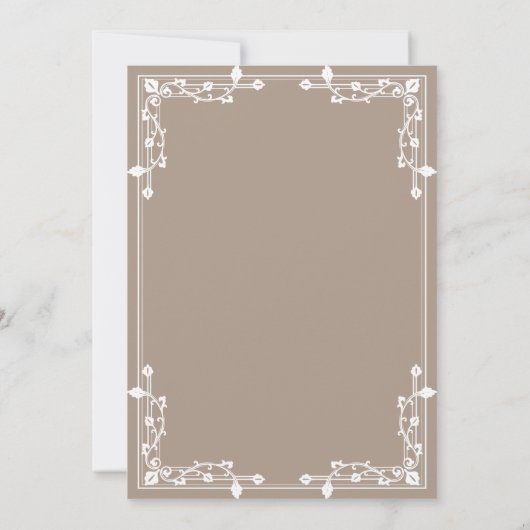 Cream Beige Border Islamitische Moslim Bruiloft Kaart (Achterkant)