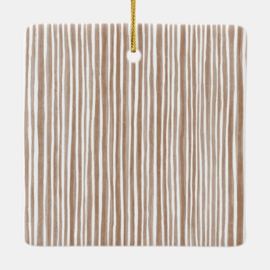 Cream Beige Camera Stripes Christmas Keramisch Ornament (Achterkant)
