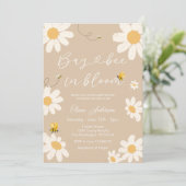 Cream Beige Daisy Bay Bee Baby shower Kaart (Staand voorkant)