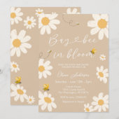 Cream Beige Daisy Bay Bee Baby shower Kaart (Voorkant / Achterkant)