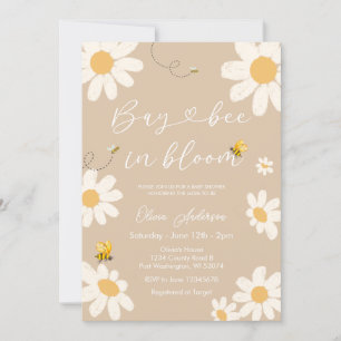 Cream Beige Daisy Bay Bee Baby shower Kaart