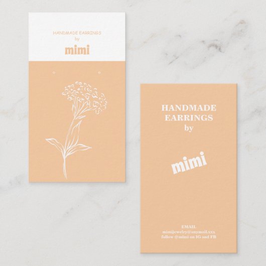 Cream Beige Earring Display Visitekaartje (Voorkant / Achterkant)
