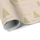 Cream Beige Gold Glitter Shine-kerstbomen   Cadeaupapier (Rol Hoek)