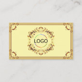  Cream Beige Gold Logo Foto en QR-code Visitekaartje (Voorkant)