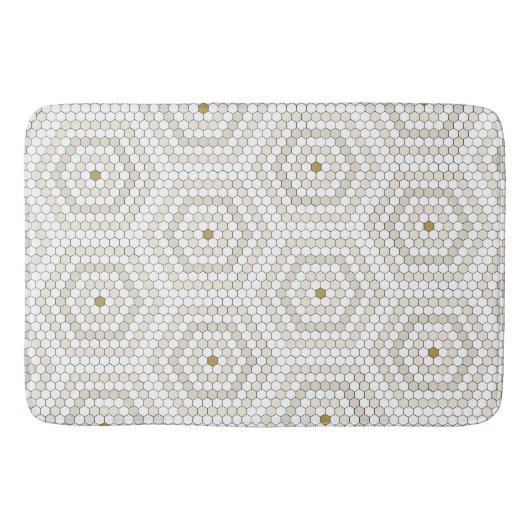 Cream & Beige Hexagon Penny Tegel Hex Tegel Patroo Badmat (Voorkant)