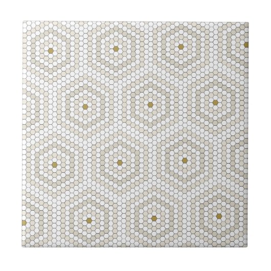 Cream & Beige Hexagon Penny Tegel Hex Tegel Patroo Tegeltje (Voorkant)