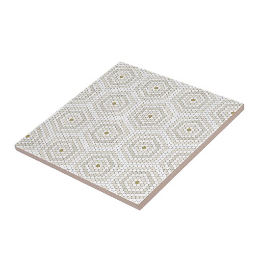 Cream & Beige Hexagon Penny Tegel Hex Tegel Patroo Tegeltje (Zijkant)