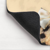Cream Beige Leopard Cheetah Print Bow Muismat (Hoek)