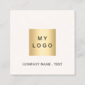 Cream beige logo QR code social media Vierkante Visitekaartje (Voorkant)