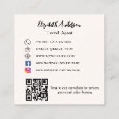 Cream beige logo QR code social media Vierkante Visitekaartje (Achterkant)