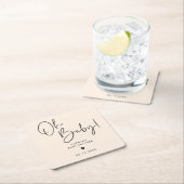 Cream Beige Oh Baby Modern Boho Baby shower Kartonnen Onderzetters (Insitu)