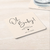 Cream Beige Oh Baby Modern Boho Baby shower Kartonnen Onderzetters (Schuin)