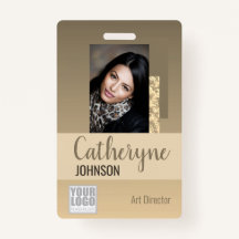 Cream Beige Ombre Logo Barcode ID Foto Sjabloon