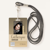 Cream Beige Ombre Logo Barcode ID Foto Sjabloon Badge (Voorkant met draagriem)