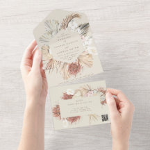 Cream Beige Pampas Dried Grass QR CODE Weddenschap