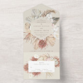 Cream Beige | Pampas gedroogd gras | Weddenschap All In One Uitnodiging (Binnen)