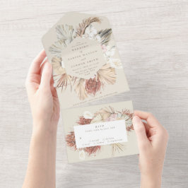Cream Beige | Pampas gedroogd gras | Weddenschap All In One Uitnodiging