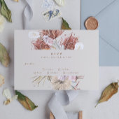 Cream Beige Pampas Grass Floral Oerwoud Wedding RSVP Kaartje