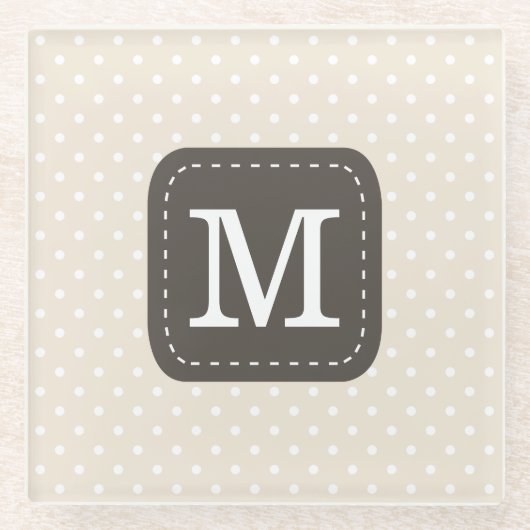 Cream Beige Polka Dot Pattern Persoonlijke brief Glazen Onderzetter (Voorkant)