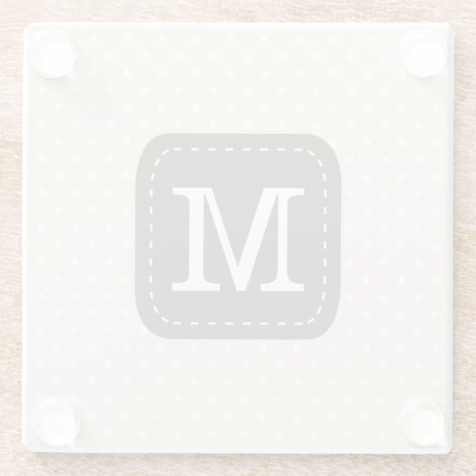 Cream Beige Polka Dot Pattern Persoonlijke brief Glazen Onderzetter (Achterkant)